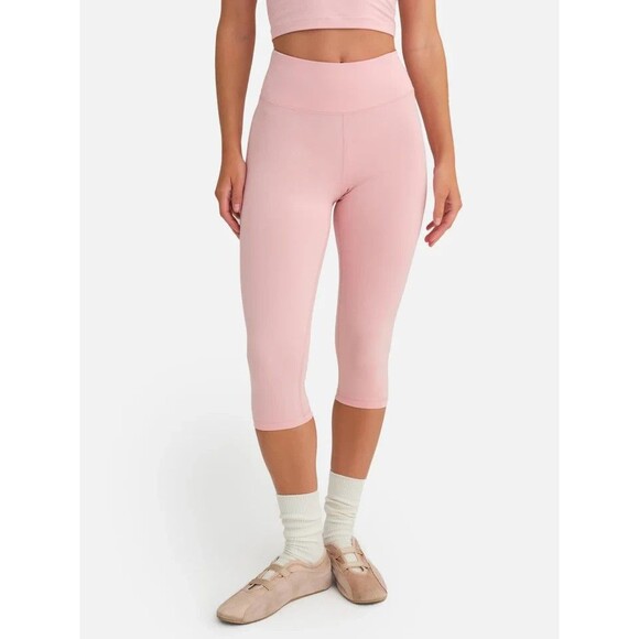 MATE THE LABEL ORGANIC COTTON STRETCH CAPRI LEGGINGS SZ S NEW! PINK